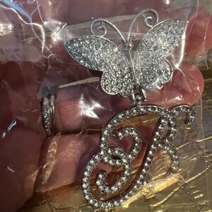Elegant Silver “B” Butterfly Pendant